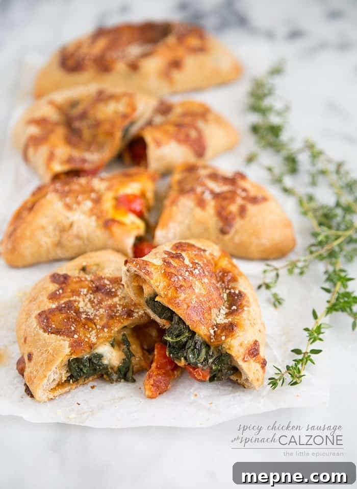 Crispy Chicken Sausage and Spinach Calzone Recipe 2 Spicy Chicken Sausage and Spinach Calzone