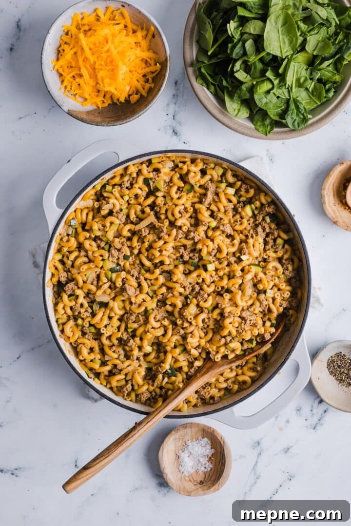 Lighter Homemade Hamburger Helper Recipe 7 Healthy hamburger helper stirred in a large pot
