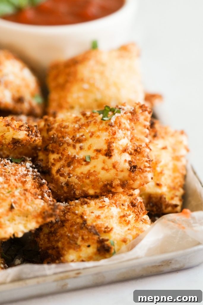 Crispy Air Fryer Ravioli with Marinara Dip 3 Frozen Ravioli Fried in an Air Fryer