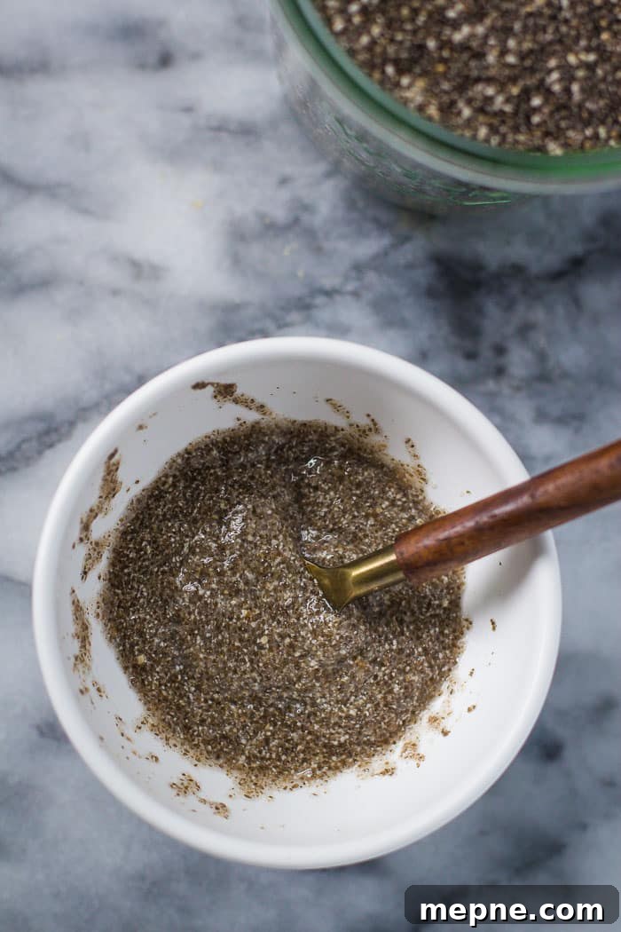 Flax and chia egg prepared for baking