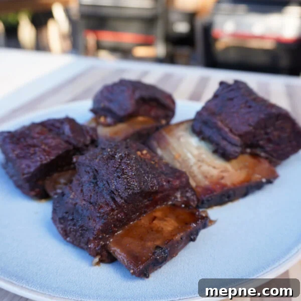 smoked short ribs on a plate.