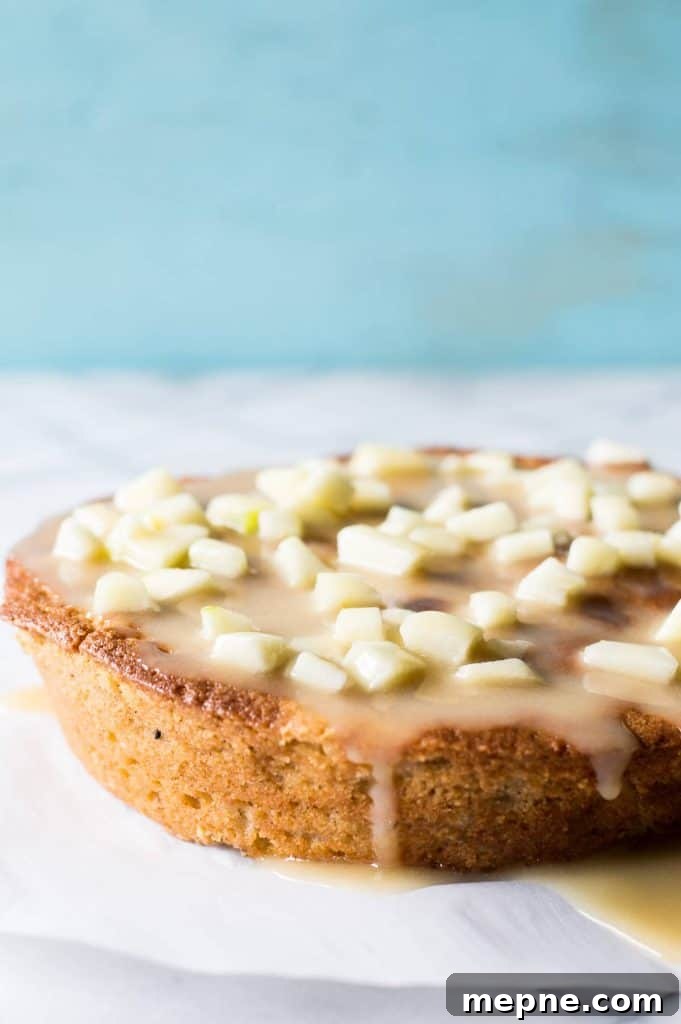 Caramel Apple Skillet Cake Recipe 4 Caramel Apple Skillet cake is bursting with chunks of apple, drizzled with a homemade caramel glaze, and is perfect for Fall baking!
