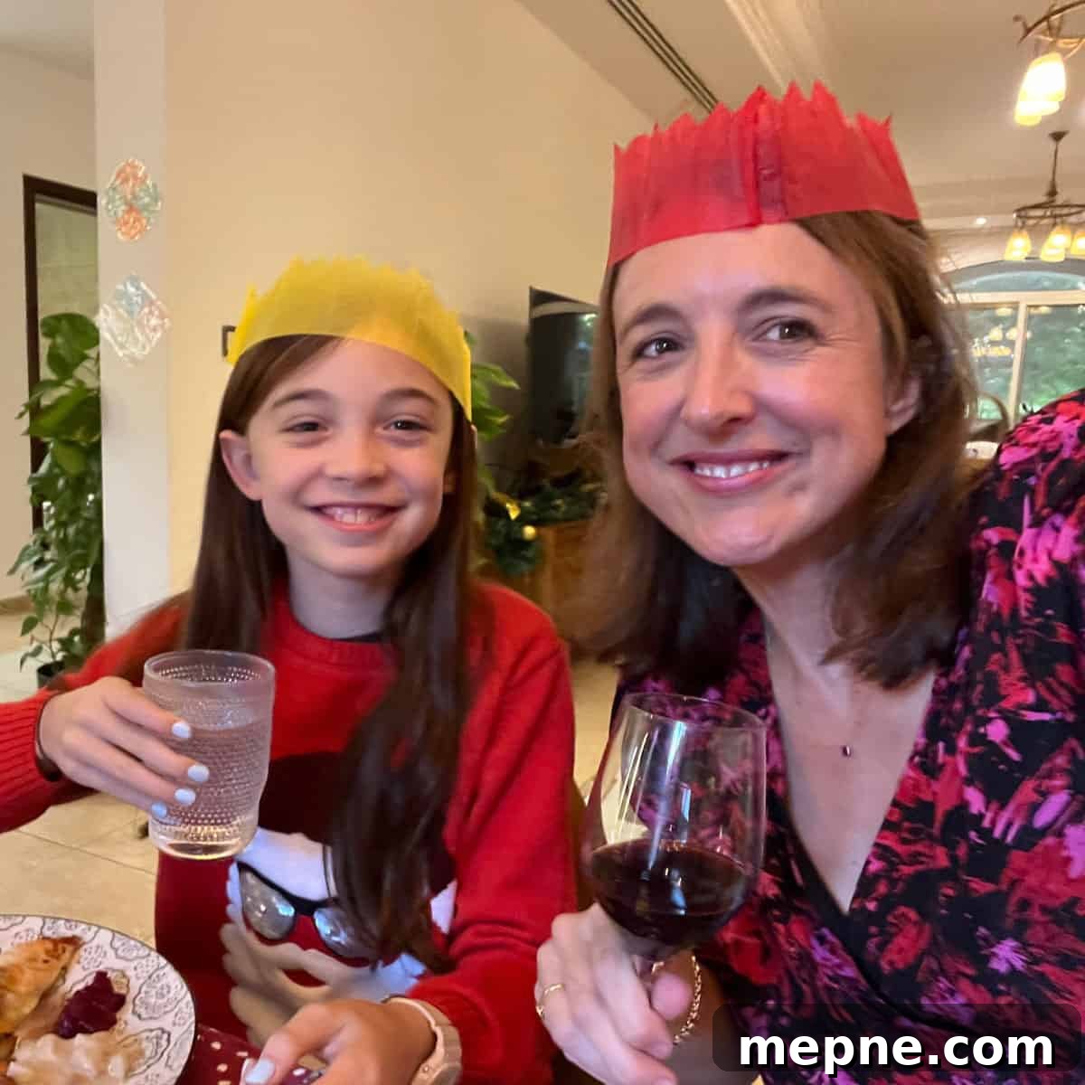 Photo of Camilla and her daughter at the table on Christmas Day.