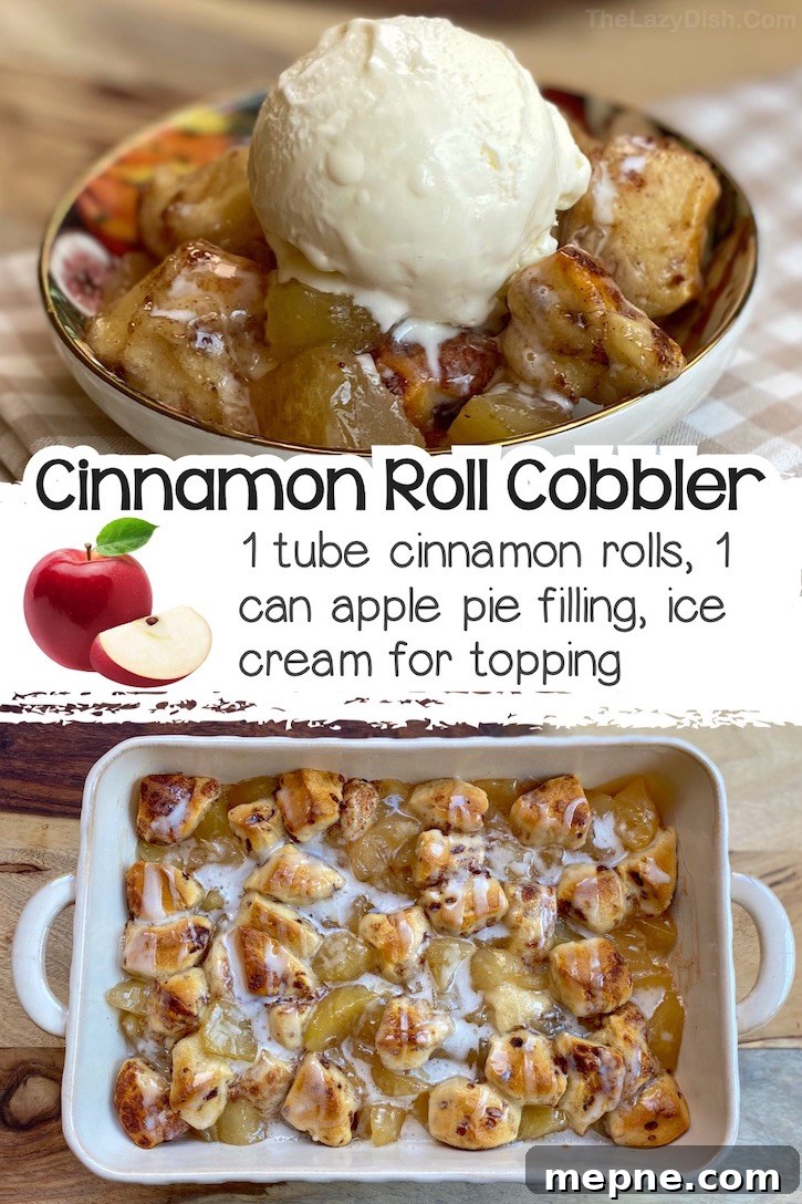 24 Canned Refrigerated Dough Recipes for Dinner and Dessert 14 2 Ingredient Cinnamon Roll Apple Cobbler made in a baking dish with quartered cinnamon rolls and a can of apple pie filling. Mix everything together and bake until the dough is cooked through. Top with ice cream for the ultimate holiday treat!