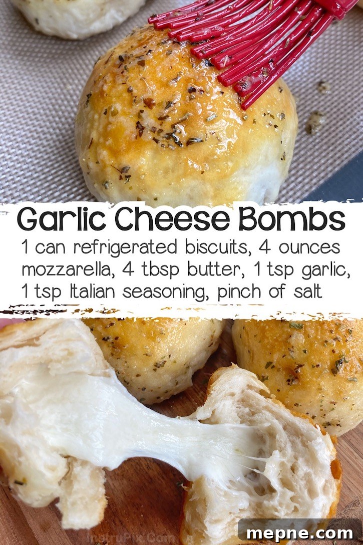 24 Canned Refrigerated Dough Recipes for Dinner and Dessert 17 Pillsbury biscuits stuffed with mozzarella cheese, baked, and then brushed with garlic butter to create delicious cheese bombs. A fun snack or appetizer! Serve warm with pizza sauce or marinara for dipping.
