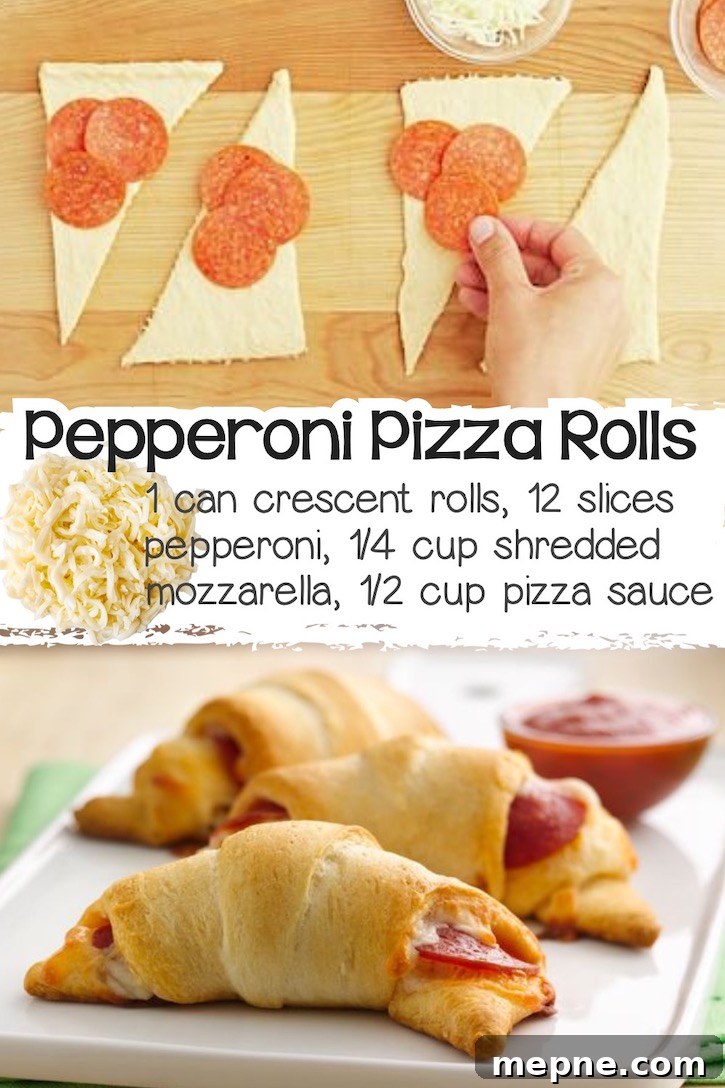 24 Canned Refrigerated Dough Recipes for Dinner and Dessert 26 Mini pizza rolls made with a tube of refrigerated crescent dough stuffed with pepperoni and cheese, baked, and then served with warm pizza sauce for dipping.