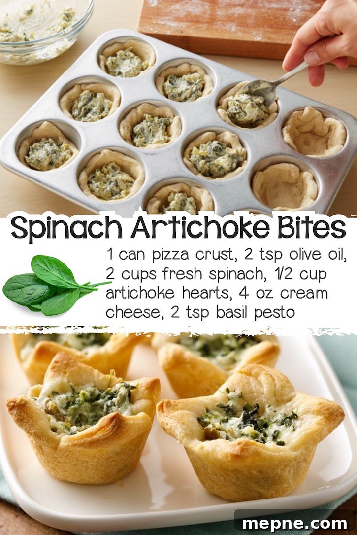 24 Canned Refrigerated Dough Recipes for Dinner and Dessert 8 Creamy spinach artichoke dip served in mini handheld cups made of refrigerated pizza dough crust.