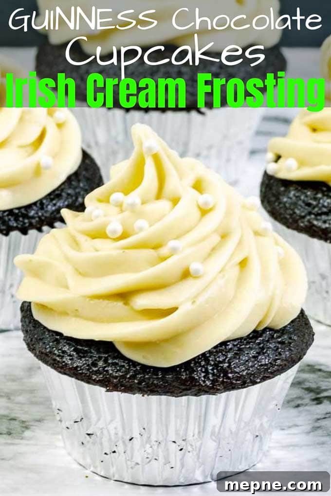 Guinness Dark Chocolate Cupcakes with Irish Cream Cheese Frosting 6 Pinterest Image of Guinness-Dark-Chocolate-Cupcakes-with-Irish-Cream-Cream-Cheese-Frosting