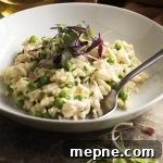 Creamy Crab Risotto with Mascarpone and Peas 5 Creamy crab risotto with mascarpone, lump crab meat, and baby peas.