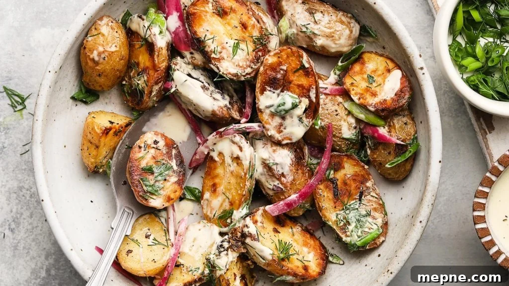 Crispy Grilled Potato Salad with Horseradish Sauce