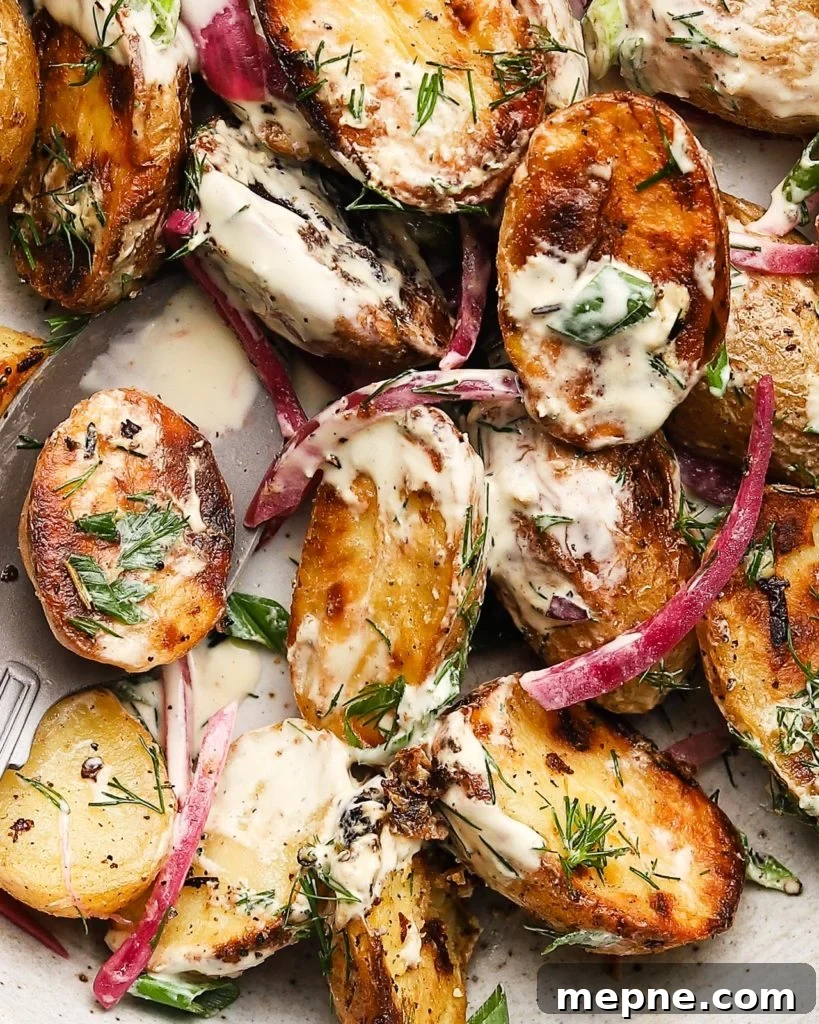Crispy Grilled Potato Salad with Horseradish Sauce