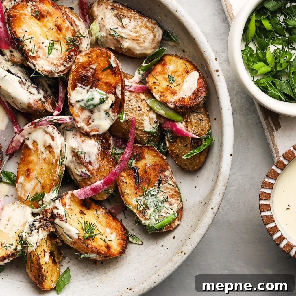 Crispy Grilled Potato Salad with Horseradish Sauce