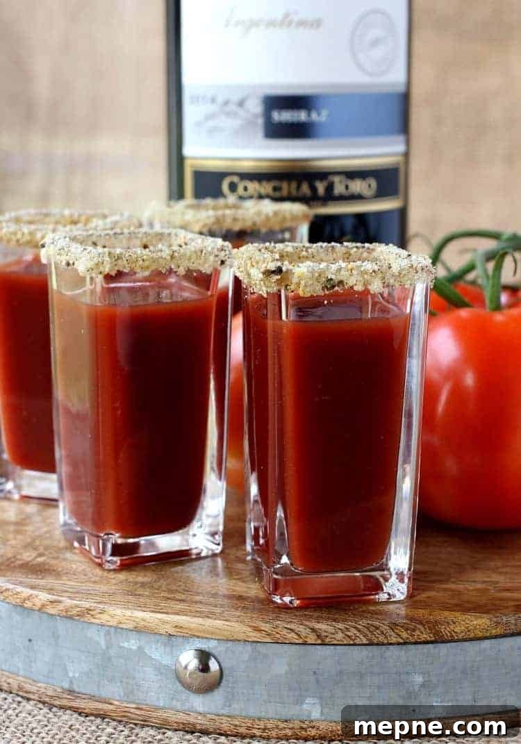 shooters made with wine and bloody Mary mix