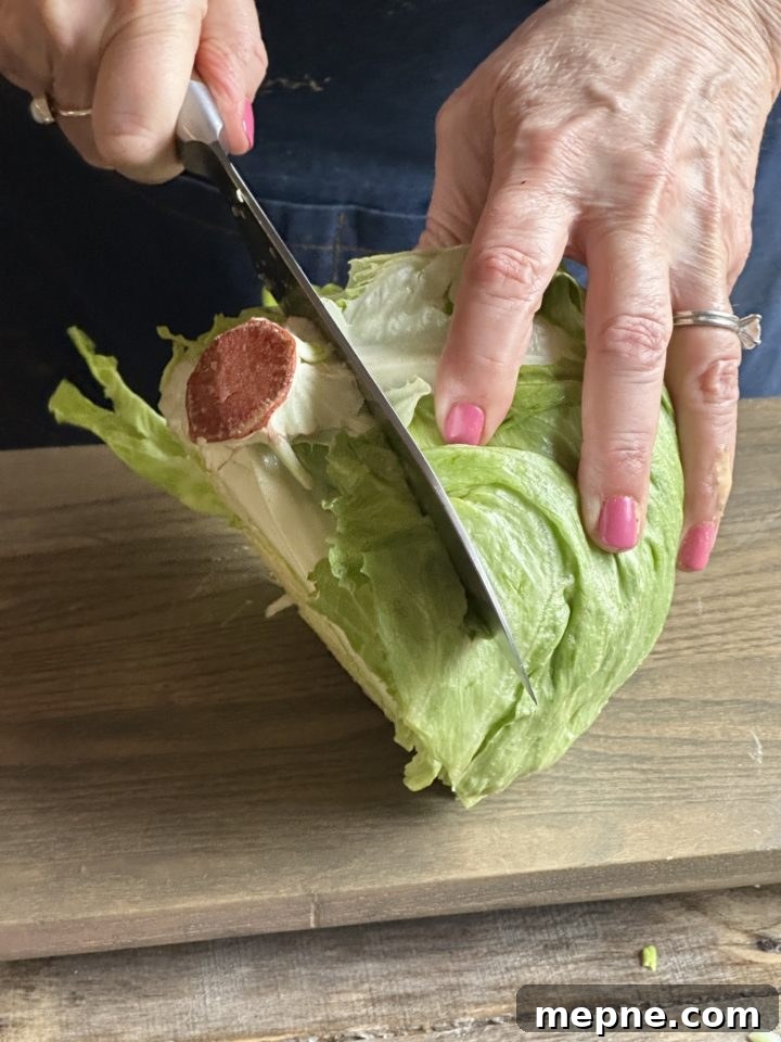 Smoky Chicken Patty Bowl: Weeknight Chicken Burger Recipe 14 cutting the lettuce bun