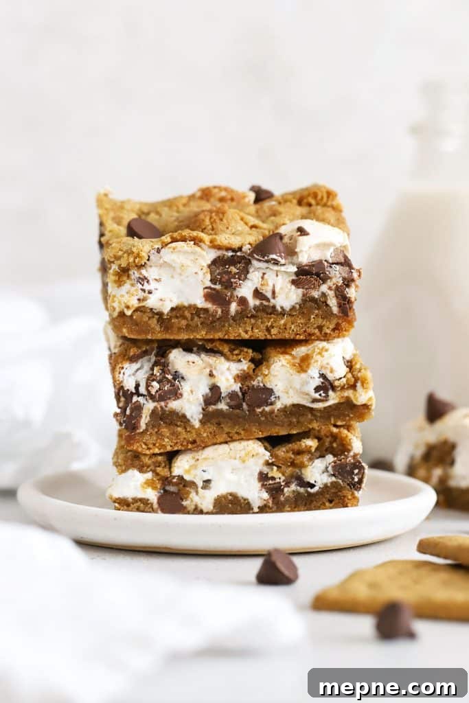 Gluten-Free Key Lime Pie Bars Recipe: Zesty Lime Squares 12 gluten-free s'mores bars stacked on a plate