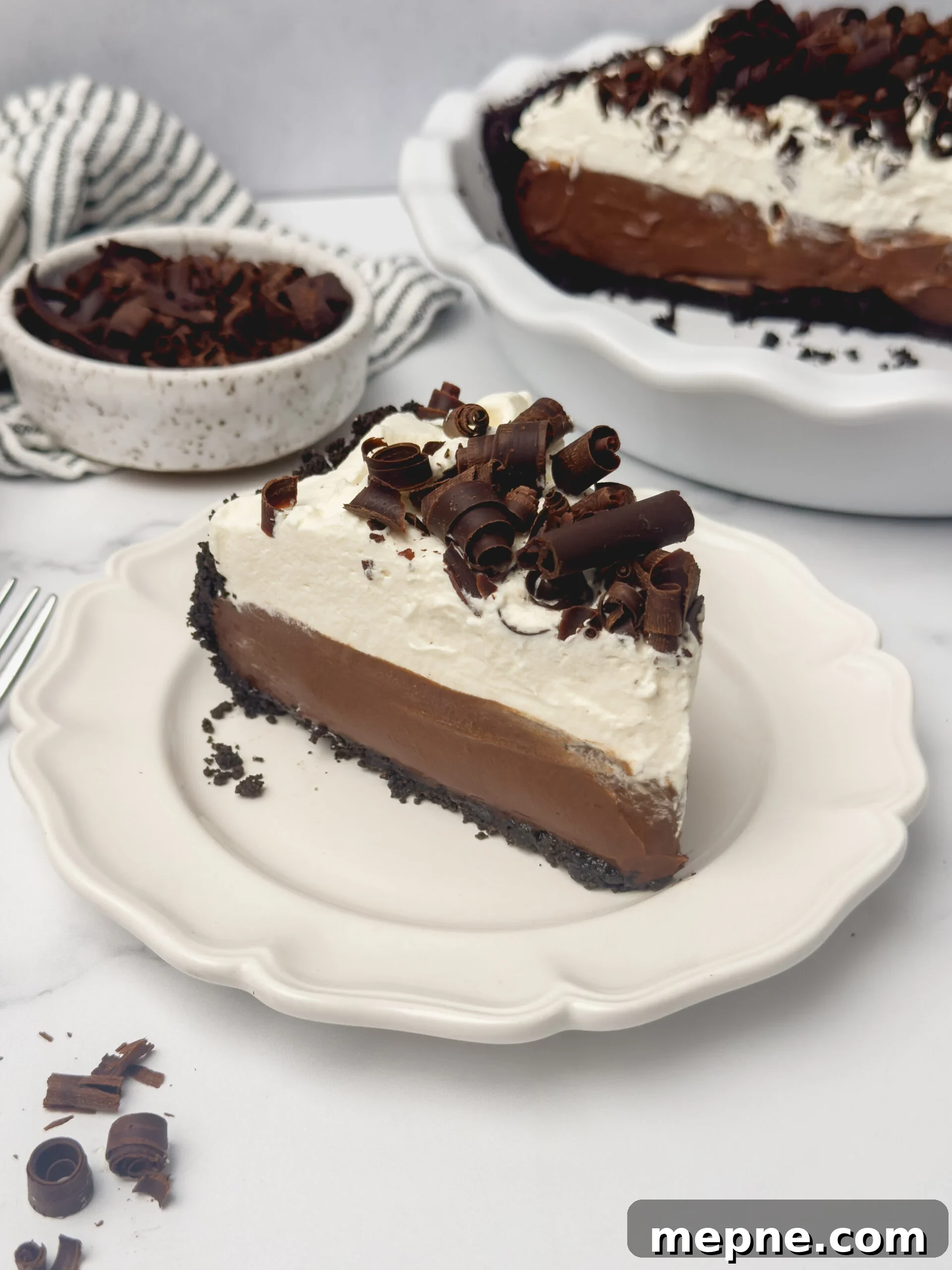 Decadent Homemade Chocolate Cream Pie Recipe 2 Chocolate cream pie on a plate