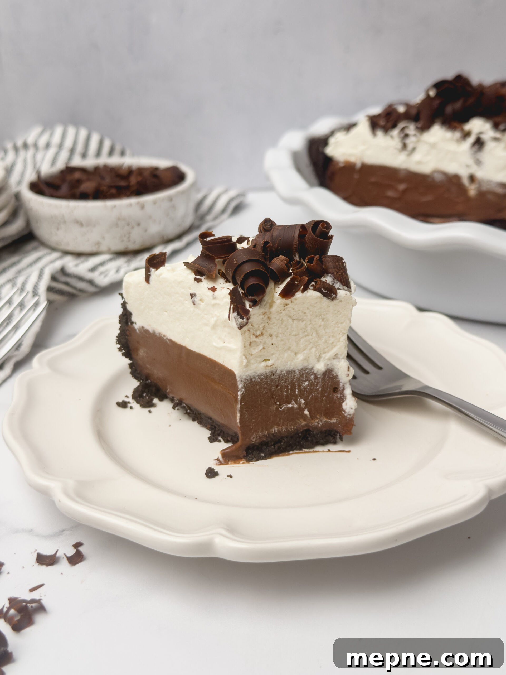 Decadent Homemade Chocolate Cream Pie Recipe 6 Slice of pie plated