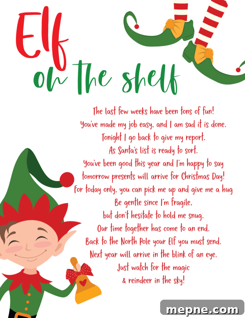 Printable Elf on the Shelf Goodbye Letter Template 3 Free Elf on the Shelf goodbye printable