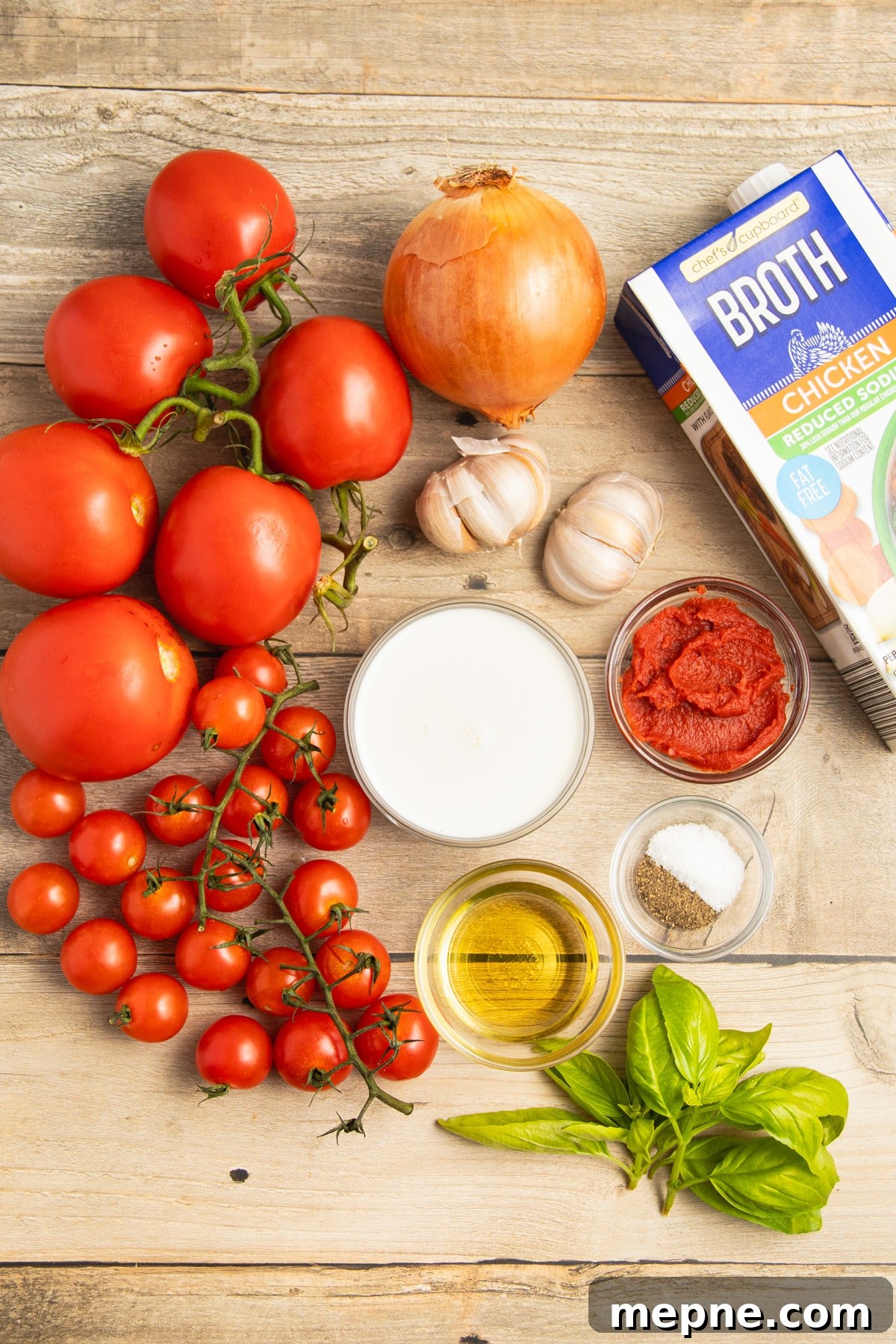 Creamy Roasted Garlic Tomato Soup Recipe 3 This is a picture of all the ingredients used to make this soup.