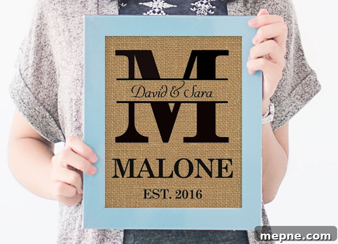 27 Wedding Gift Ideas for Newlywed Couples 21 custom burlap print