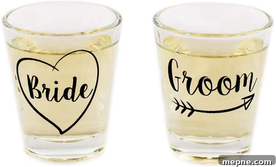 27 Wedding Gift Ideas for Newlywed Couples 28 bride and groom shot glasses