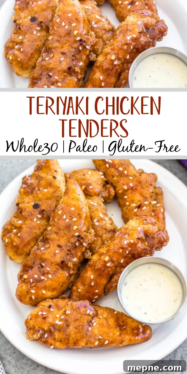 Oven baked teriyaki chicken tenders Oven baked teriyaki chicken tenders on a plate