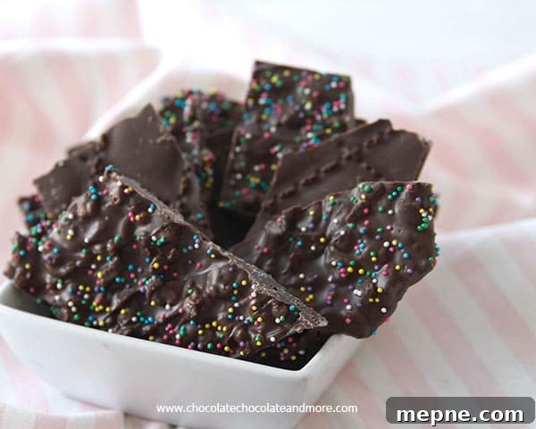 Homemade Crispy Chocolate Bark 3 Close-up of Crispy Chocolate Bark Candy