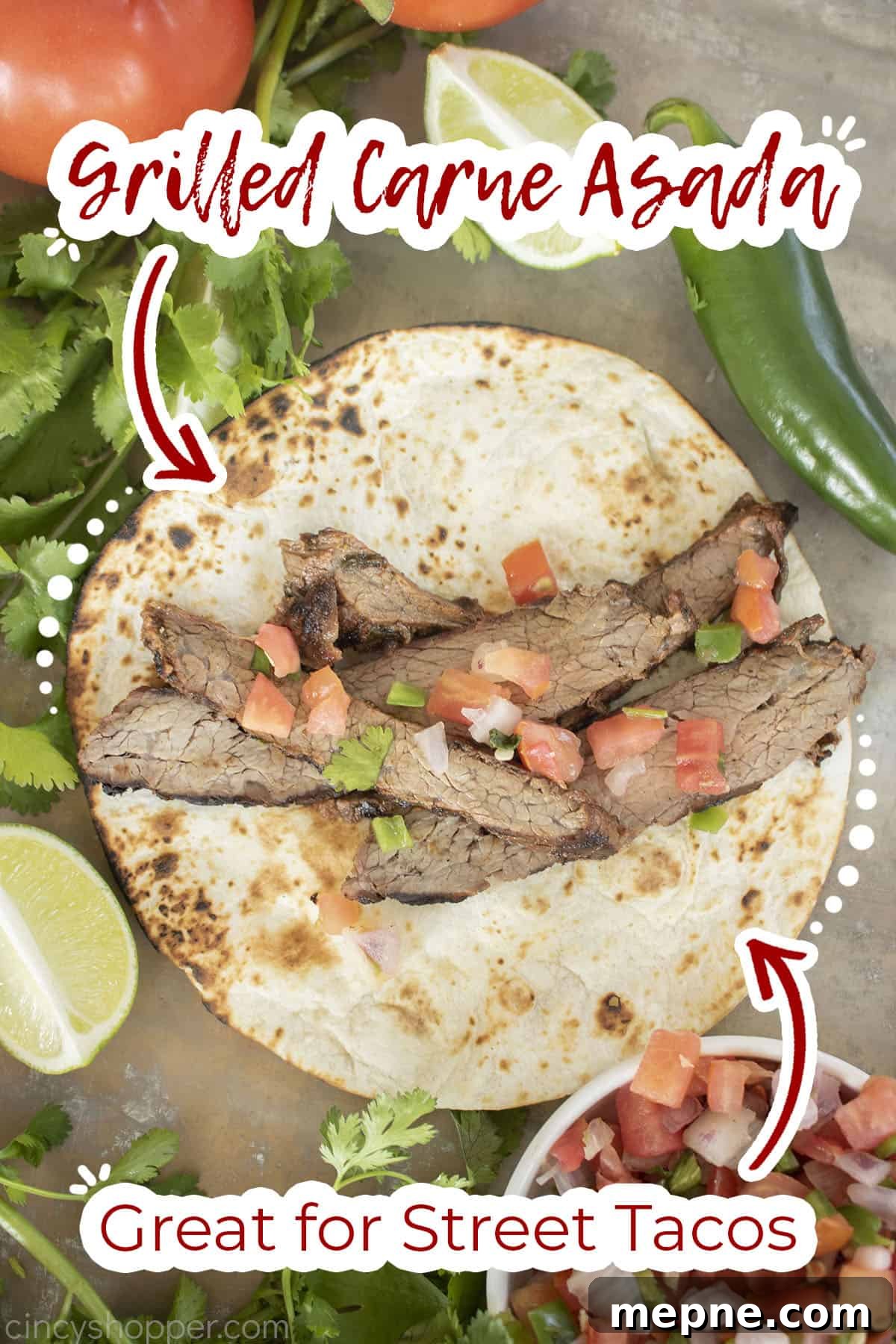Grilled Carne Asada with Citrus Marinade 16 Text on image Grilled Carne Asada