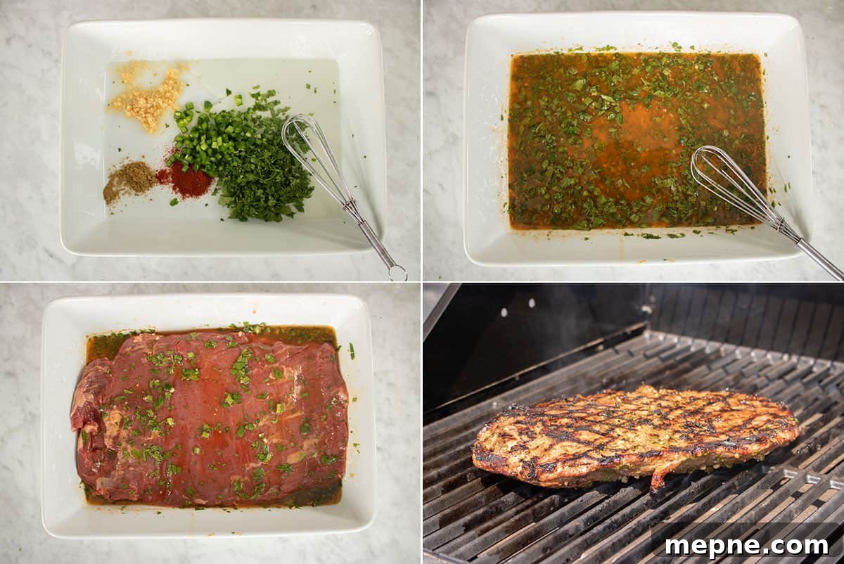 Grilled Carne Asada with Citrus Marinade 5 Making marinade and grilling flank steak.
