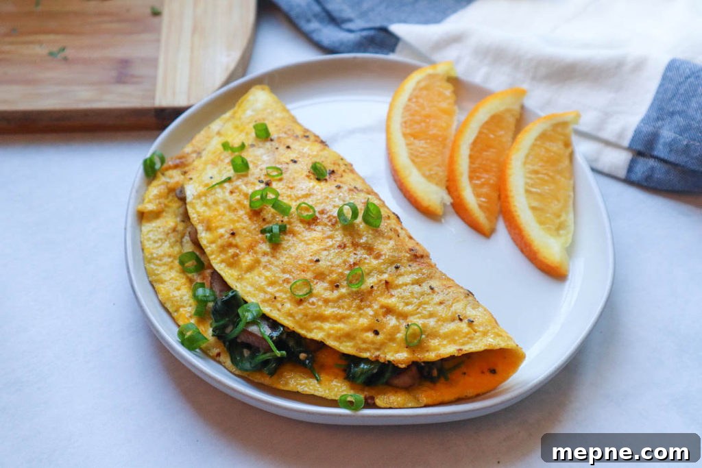 Sauteed Spinach and Mushroom Omelet Recipe 2 Sautéed spinach and mushroom omelet